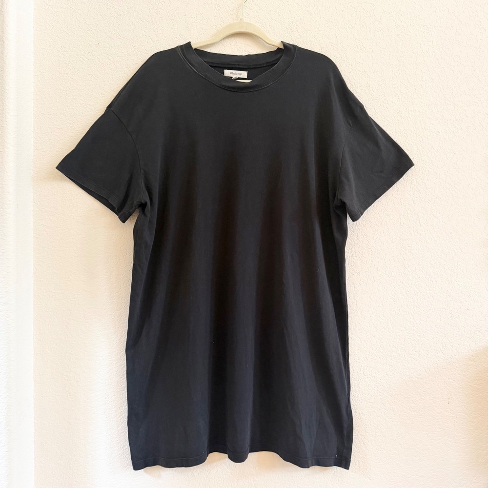 Madewell Womens XXL Black Cotton Short Sleeve Crew Neck T-Shirt Dress